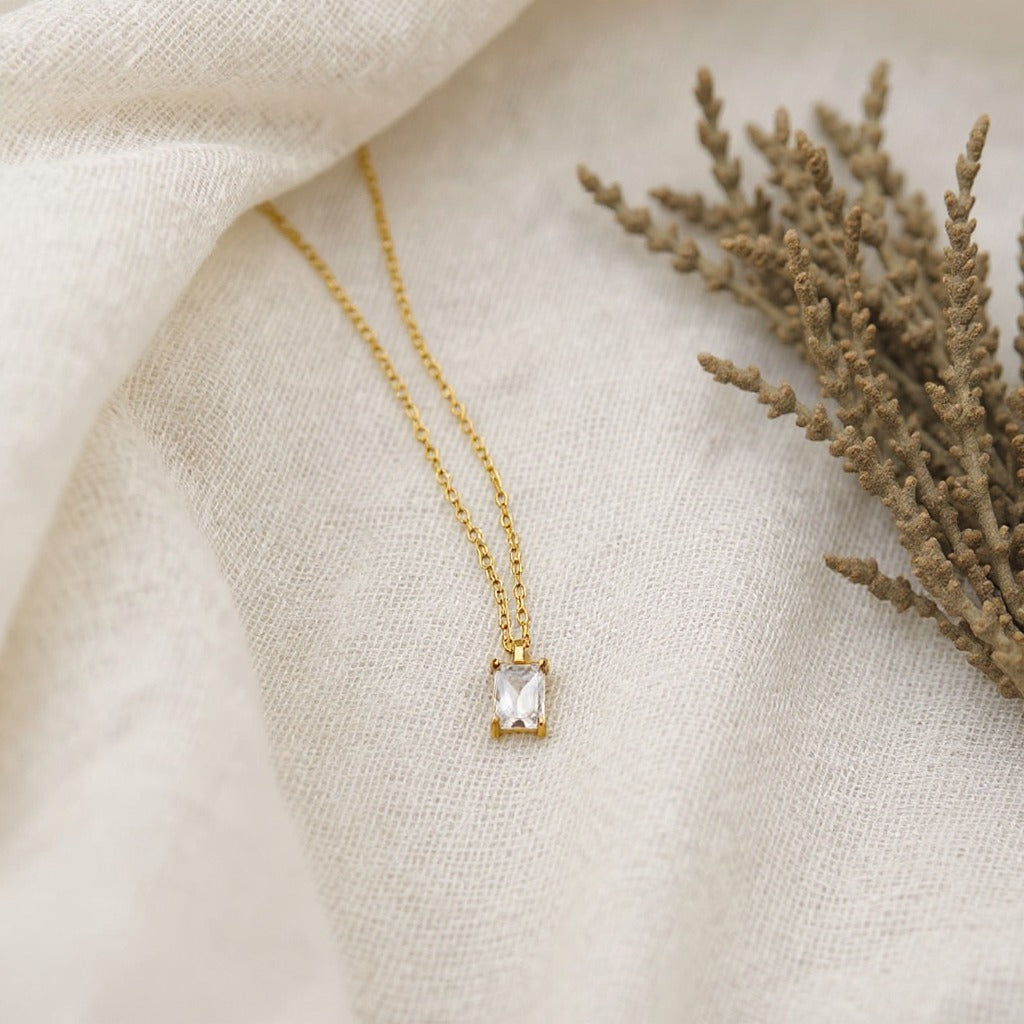 Baguette Birthstone Necklace